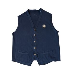 CUTTER & BUCK Mens 100% COTTON, button up sweater vest; Brookside Logo; Preppy